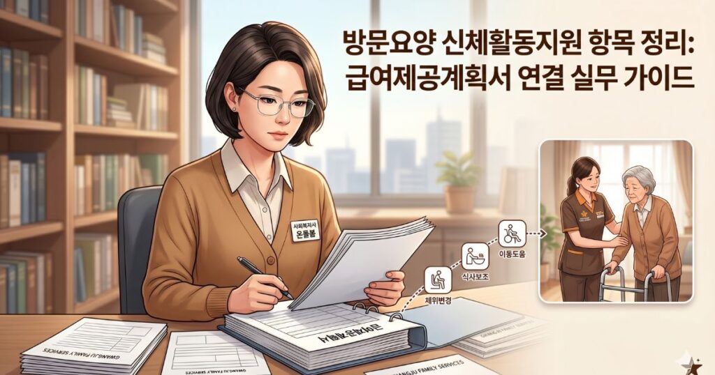 방문요양 신체활동지원 완벽 가이드 썸네일: 사회복지사를 위한 급여제공계획서 연결 실무