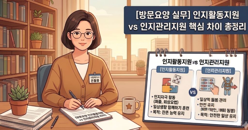 인지활동지원과 인지관리지원의 차이를 설명하는 블로그 글 썸네일